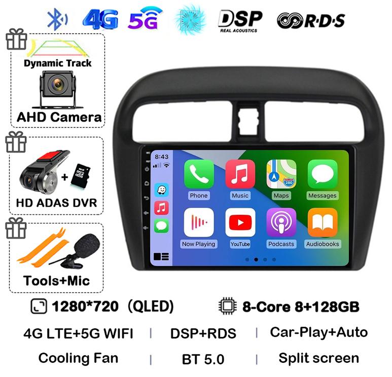 Android 14 Carplay Auto WIFI+4G For Mitsubishi Mirage Attrage 2012 - 2018 Car Radio Multimidia Video Player GPS Stereo Head Unit