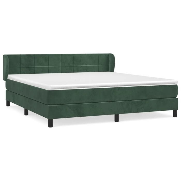 3127502 vidaXL Lit à sommier tapissier et matelas Vert foncé 160x200cm Velours