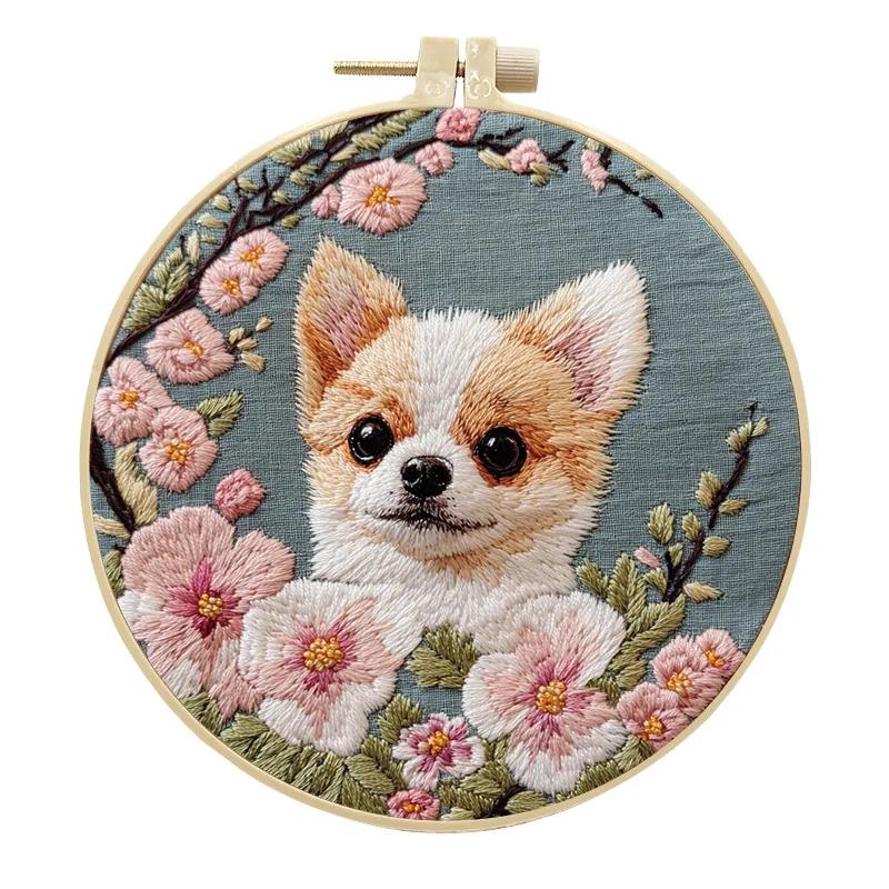 

Dog Embroidery Kits DIY Cross Stitch Starter Craft Kits for Adults Embroidery Cloth with Pattern, Needles Instruction Threads no hoop