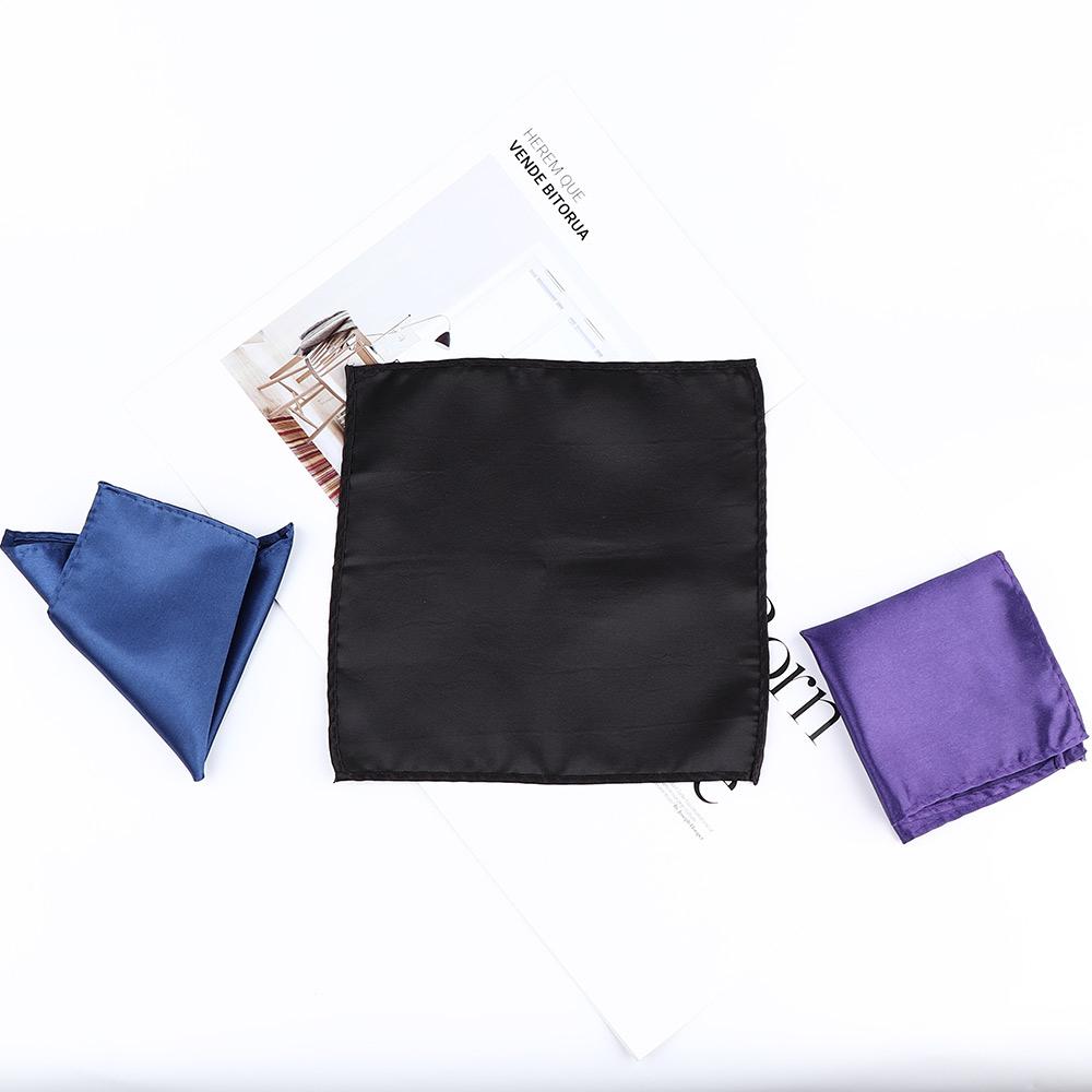 Plain 15 Color Solid for Wedding Dress Party Men Satin Plain Pocket Square Silk Hanky Handkerchief