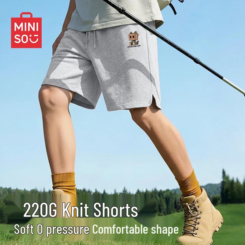 MINISO Men's Summer Japanese Style Casual Loose Knee-Length Shorts