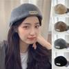Women's Fall Winter Plain Metal Label Bread Hat