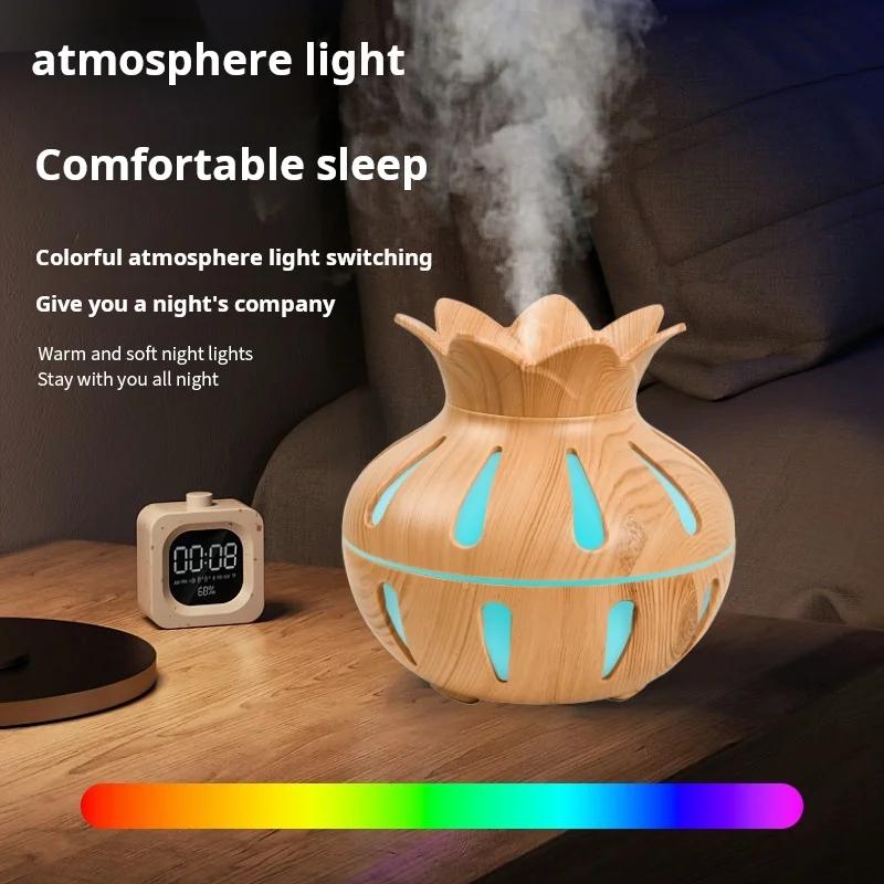 Lotus Hollow Humidifier, Colorful Night Light Aromatherapy Machine, Atomizer, USB Home Desktop Humidifier, Water Replenishing De