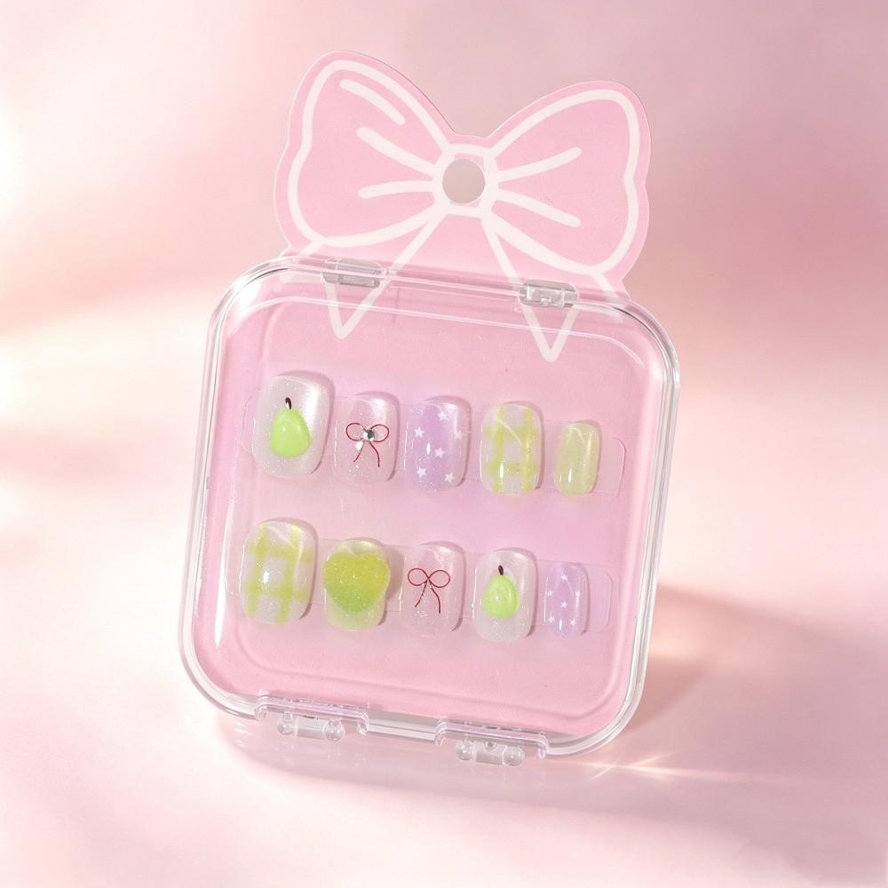 Cat's Eye Press On Nails Short Nail Tips New Nail Stickers Children Wearing