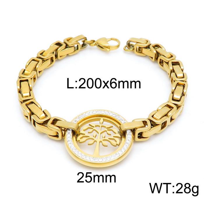 Kalen European-American Tree of Life Titanium Steel Diamond Bracelet for Women