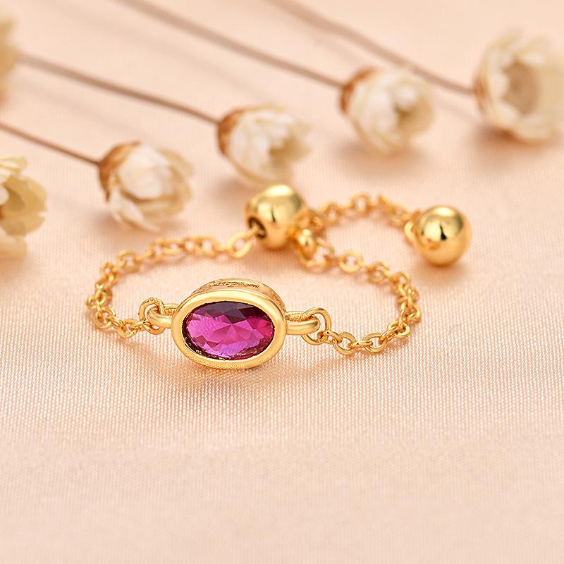 Japanese-Korean Creative Oval Egg Green Zircon Gold Ring