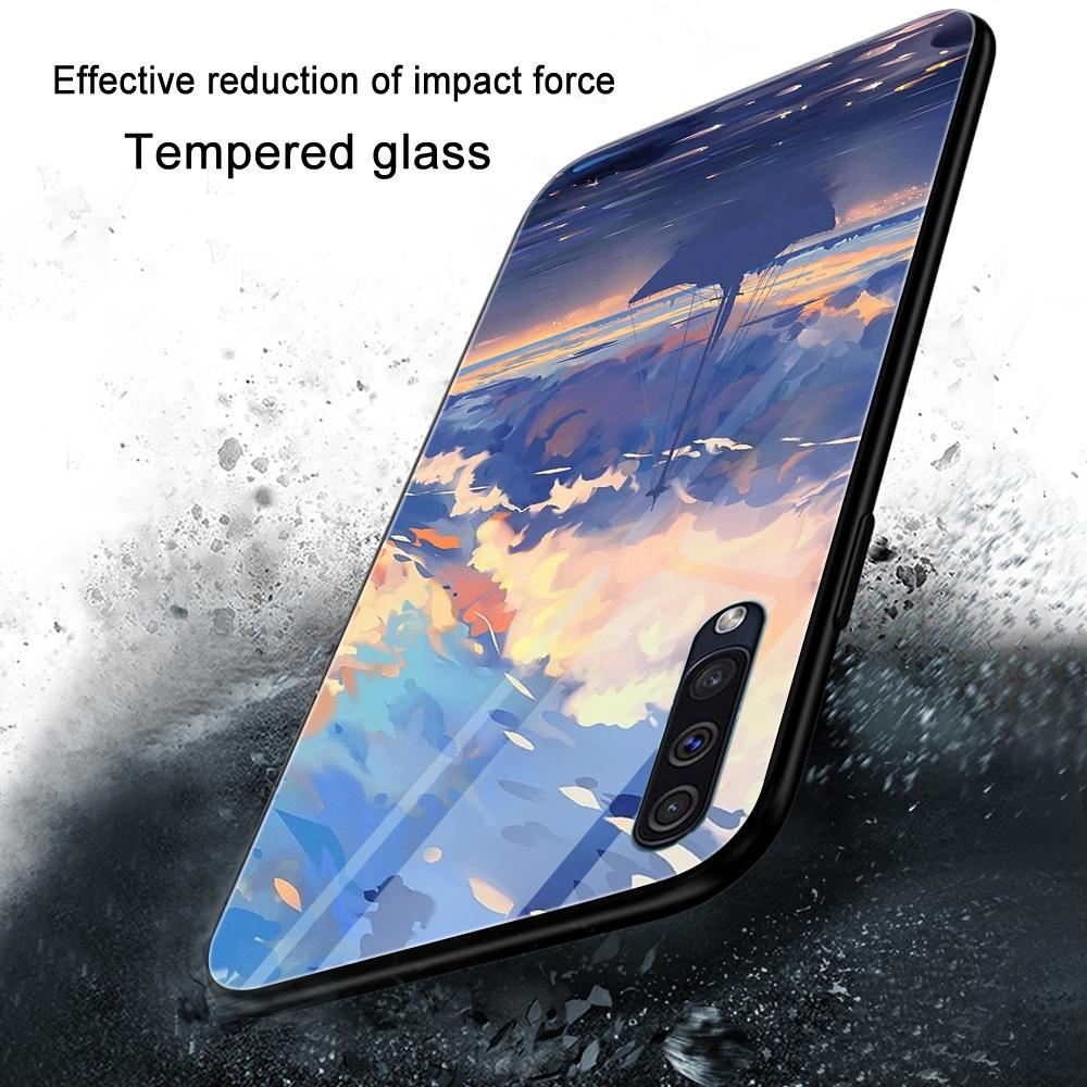 Luxury Phone Case For Samsung Galaxy A71 A72 A70 A73 A53 A13 5g A03 A22 A21s A03 Core A42 A52 Anime Scenery Glass Cover Capas