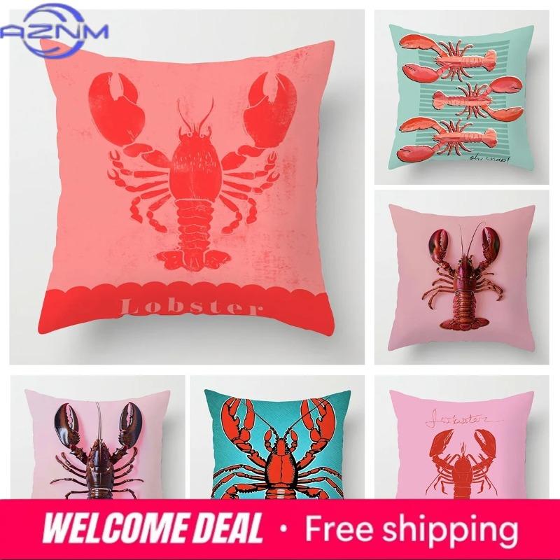 Shunika Chen Unisex Home Decor Colorful Lobster Patterns Pillow Covers Pattern Cushion Cover Suitable For Sofa Bedroom Car Pillow Cover