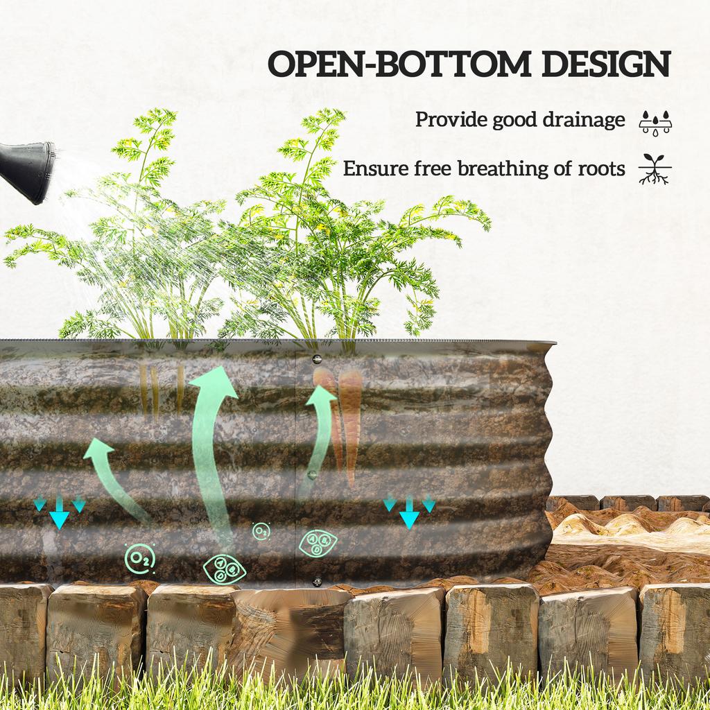 Galvanised Raised Garden Bed Metal Planter Box With Safety Edging For Flowers Herbs Succulents Dark Grey