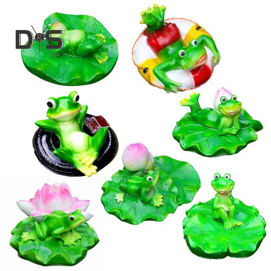 Floating Frog Statue Resin Cartoon Relaxing Frog Ornament Pond Floating Frog Figurine for Aquarium Garden Pool Water Feature Decor
