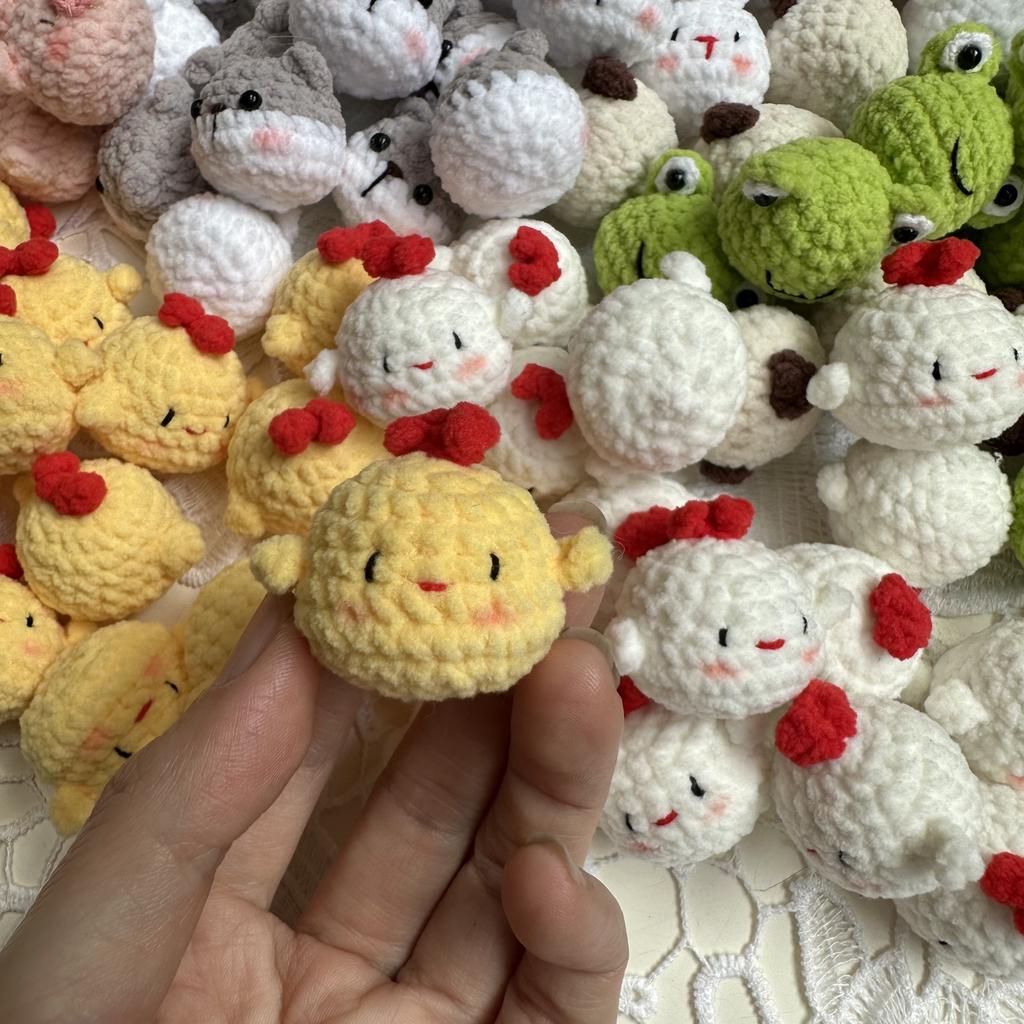 3cm Ručně dopletený Mini Zvířátko Pletený Králík Kuřata Kočka Pes Klíčenka Přívěsek Dárek pro kamarádku a nejlepší kamarádku pro Ženy Dívky