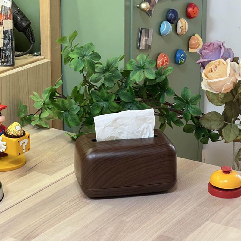 Faux Walnut Chinese-Style Tissue Box for Home, Dining Room, Living Room, Coffee Table, Hotel, B&B Storage
