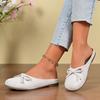 2026 New One-foot Slip-on Round Head Bow Flat Shallow Mouth Single Shoes for Women Soft Sole Shallow Mouth Bow Fashion Shoes