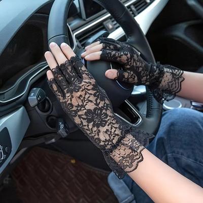 Effen Kanten Handschoenen Halve Vinger Rijhandschoenen Mode Touchscreen Handschoenen Bruidsaccessoires