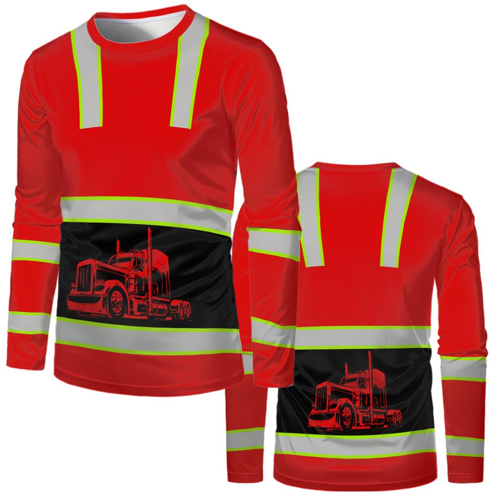 Construction Workers Uniforms Man T Shirts Loose Casual Classic O Neck Long-sleeve Tops Comfortable Breathable Work Shirt