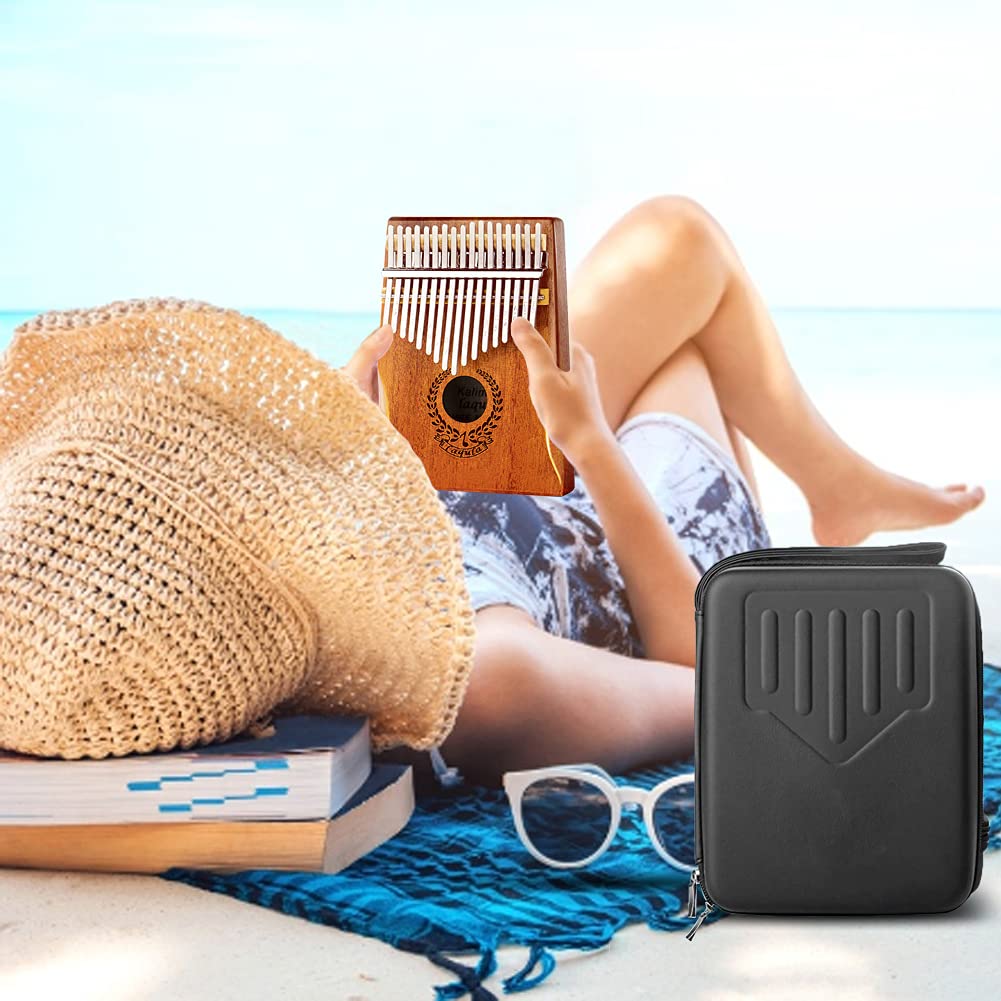 Kalimba 17 Tasten Mahagoni Daumenklavier Anfänger Stimmung Aufbewahrungskoffer Schutzhülle Japanische Lernblatt Katakana Tonleiter Geschenk für Kinder und Erwachsene