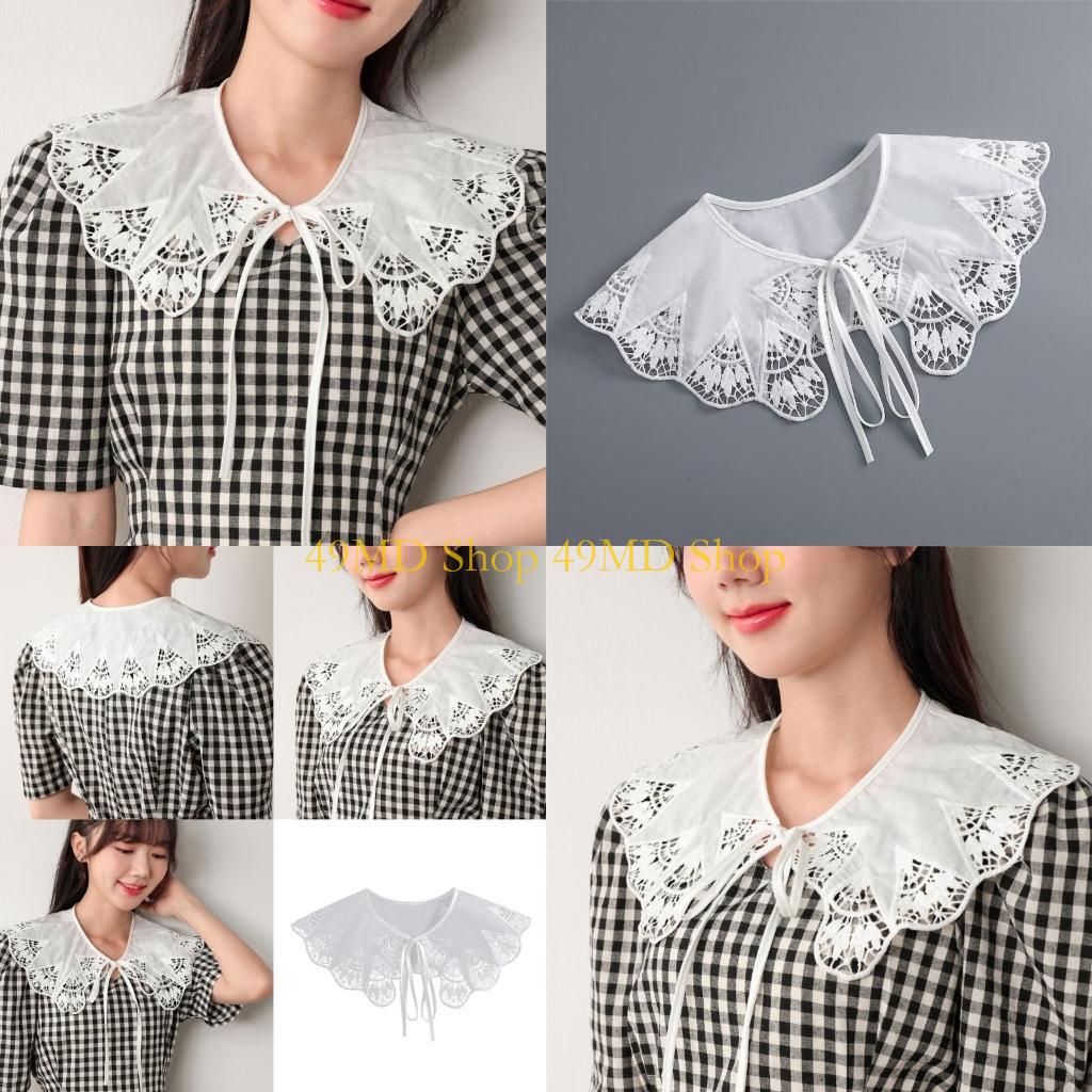 

49MD Openwork White Fretwork Collar Blouse Spread Lapel Novelty Art Collar Sweet Shawl Fretwork Decorative Shawl CN