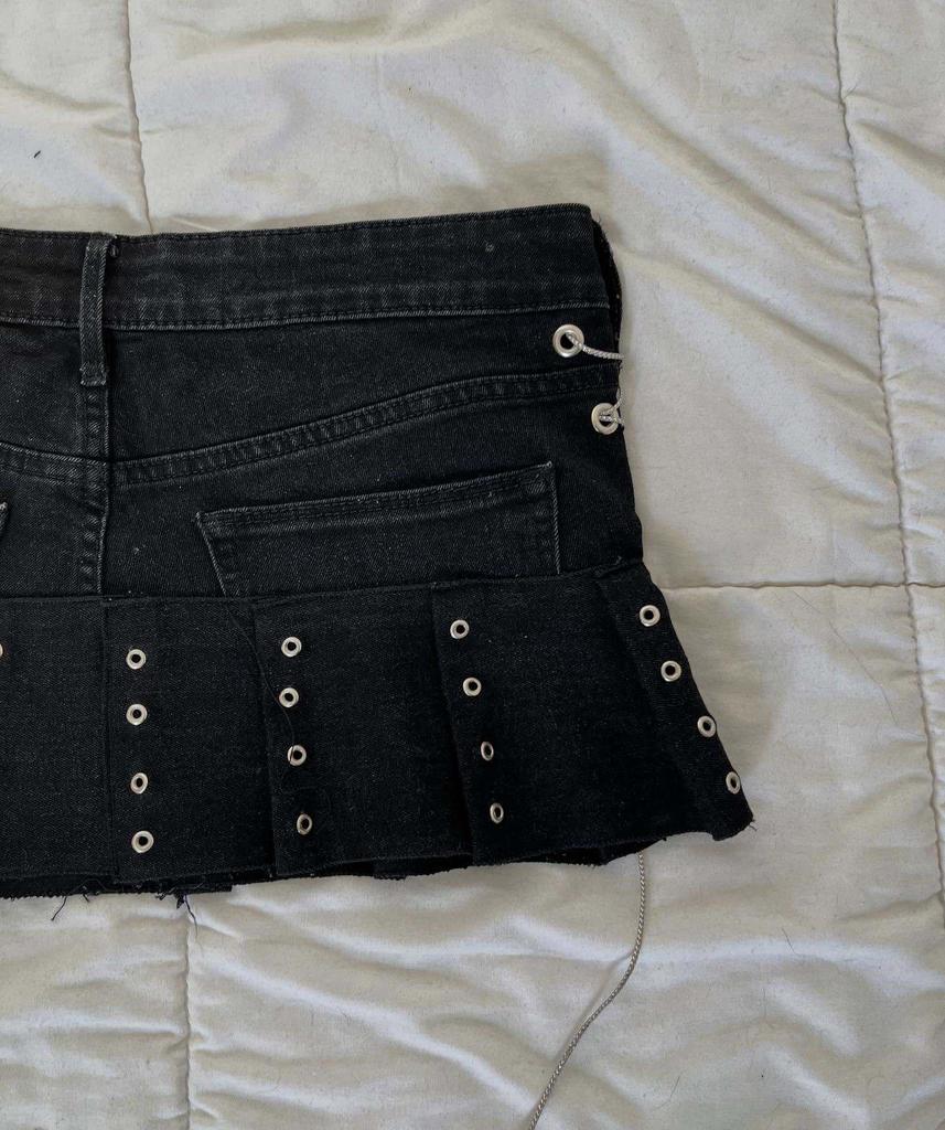 2026 Punk Streetwear Star Print Denim Collage Skirt