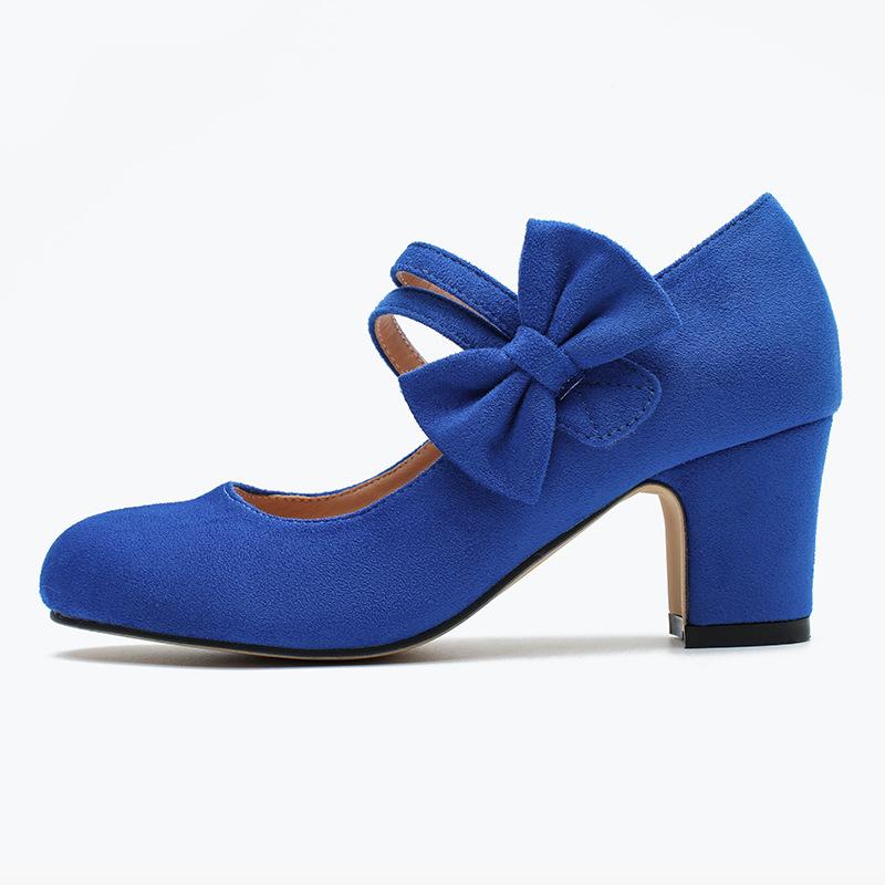 Scarpe con Tacco Alto da Donna Taglie Forti 36-45 Punta Tonda Classica Fiocco Autunno Primavera Moda Casual Slip-on Scarpe Eleganti