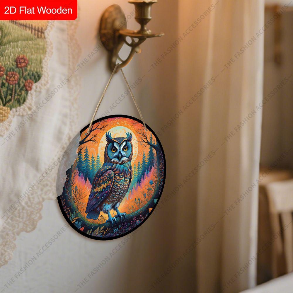 2D Plane Hanging Decorative Signs, Interior Wall or Door Decoration, Garden Decoration, Owl Pattern, Interesting Gifts for Family and Friends