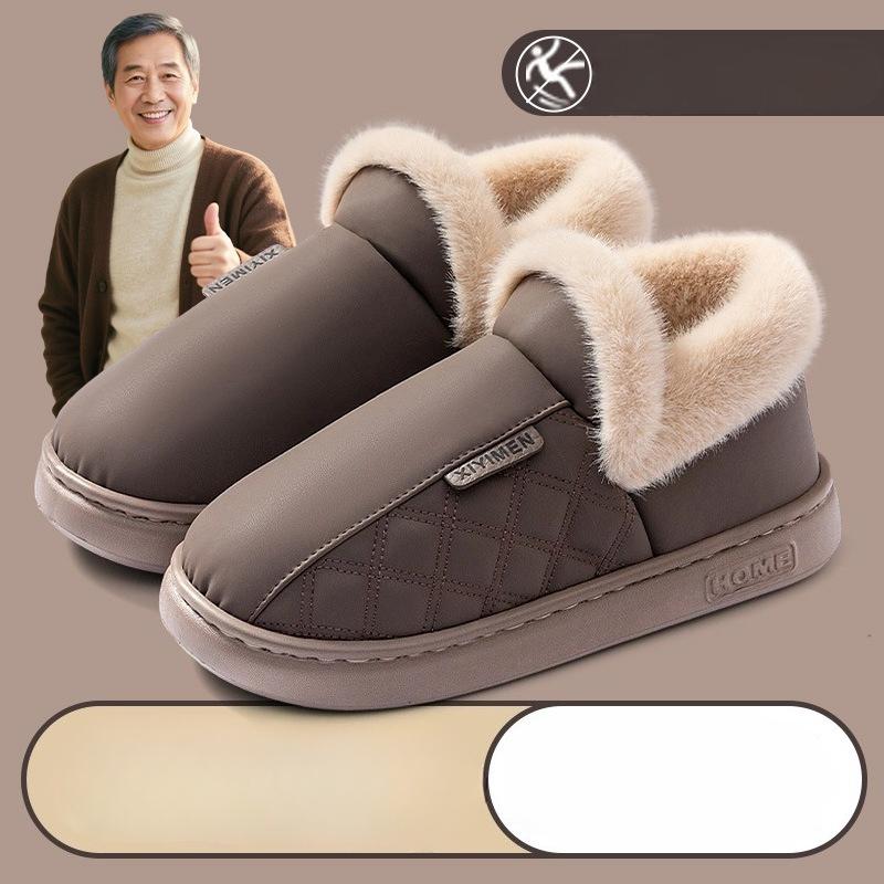 Anti-slip Shoes, Indoor Home with Fleece, Warm and Waterproof Bags and Cotton Shoes