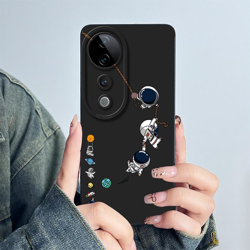 Case for Vivo V40 Pro 5G Matte Soft Silicone Cute Astronaut Protection Bumper Shells for Vivo V40 V 40Pro V 40 5G Phone Covers