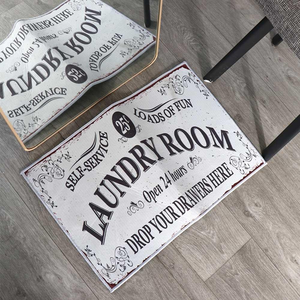Rectangle Laundry Floor Mat Waterproof Laundry Rug Skin Friendly Laundry Carpet  Home Decor
