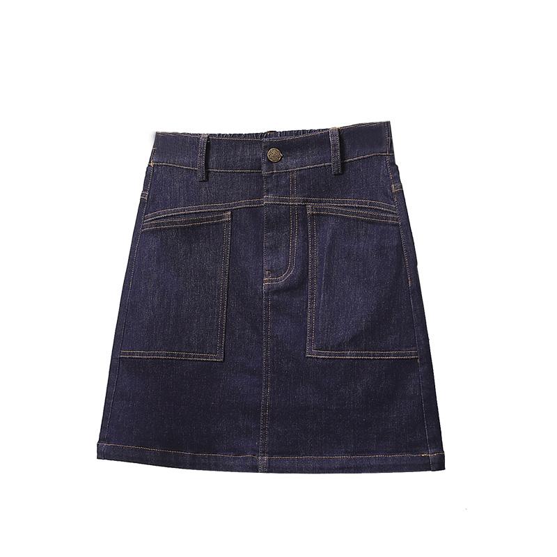 Dimanaf 2025 Plussstørrelse Sommer Denimskjørt Dame Høy midje Elastisk Casual Mote A-linje Jeansskjørt Tynn