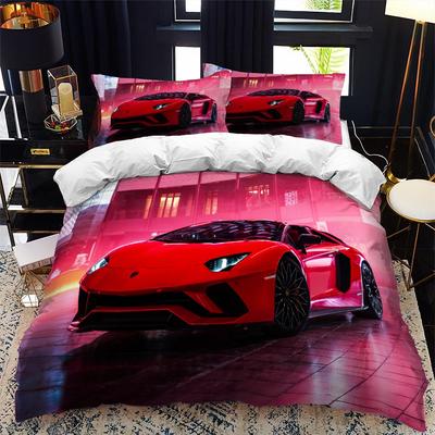 Parure de lit de luxe avec housse de couette et taie d'oreiller en 3D de haute qualité pour voiture de sport, 2/3 pièces, pour lit double, queen, king size, pour adultes et garçons