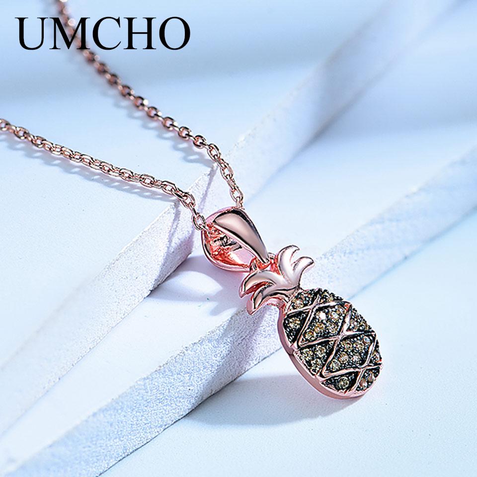 Umcho Søt ananas anheng Halskjede ekte 925 sterling sølv smykker for jenter Barn bursdagsgave fine smykker