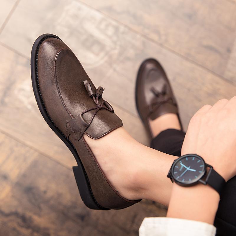 Fashion Party Shoes For Men black Wedding Shoes Men Elegant Italian Brand split Leather Dress Shoes Men Formal Sepatu Slip On moccasins