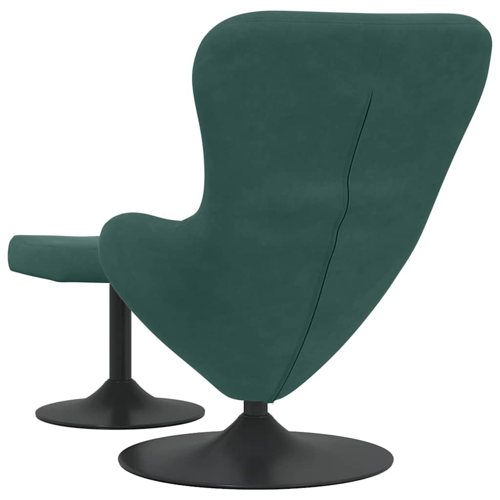 Egg Chair with Footstool Dark Green Velvet