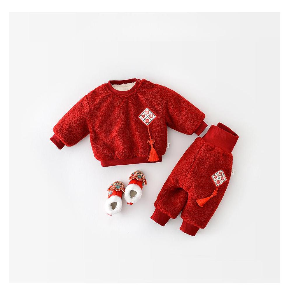 Plüschiger Winter-Baby-Pullover - Neujahrsgrüße-Edition für Jungen und Mädchen