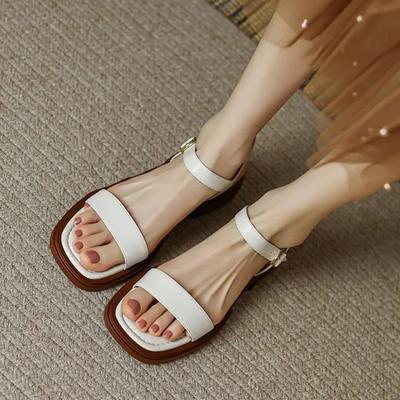 Fashion 2024 Summer Fashion Sandals Ladies Low Heels Elegant Open Toe Slingback Shoes for Women Non-slip Soft Sole Sandalias De Mujer