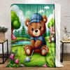 Cute Teddy Bear Playing Golf Scene Patterned Flannel Blanket Perfect for the Bedroom Living Room, Sofa, or a Little Nap