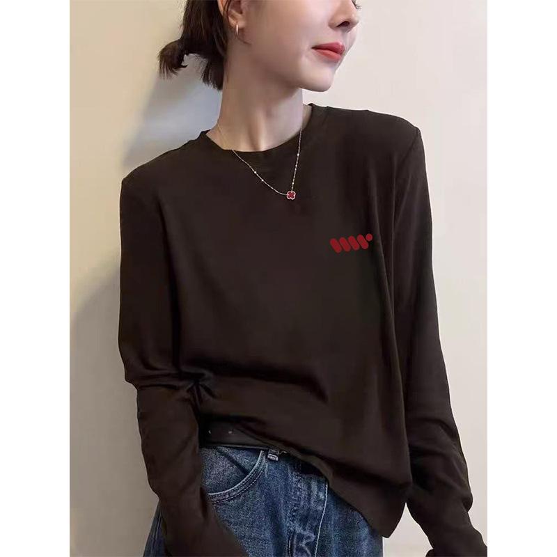 

Korean Style Round Neck Ribbed Long Sleeve Women s T-Shirt - Age-Reducing Spring/Autumn Fashion 2026 M