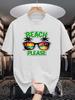 Unisex Cotton Tee Beach Vacation Sunglasses Graphic Print Loose Breathable Summer Crew Neck Casual Street T Shirt Unisex Daily Wear