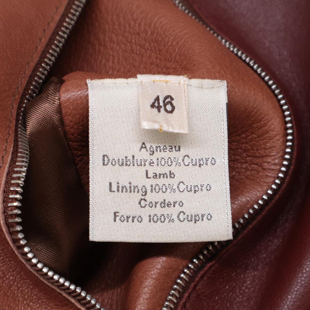 Hermes Lamb Leather Riders Jacket 46 Red brownUsed