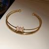 Zircon Round Open Bangle - High-End Light Luxury Women's Jewelry