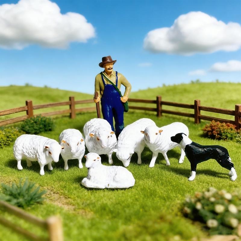 1:87 Scale Hand Painted Resin Collectible Figures Miniature Model Accessories Farm Animals Figure Model Dioramas Figure