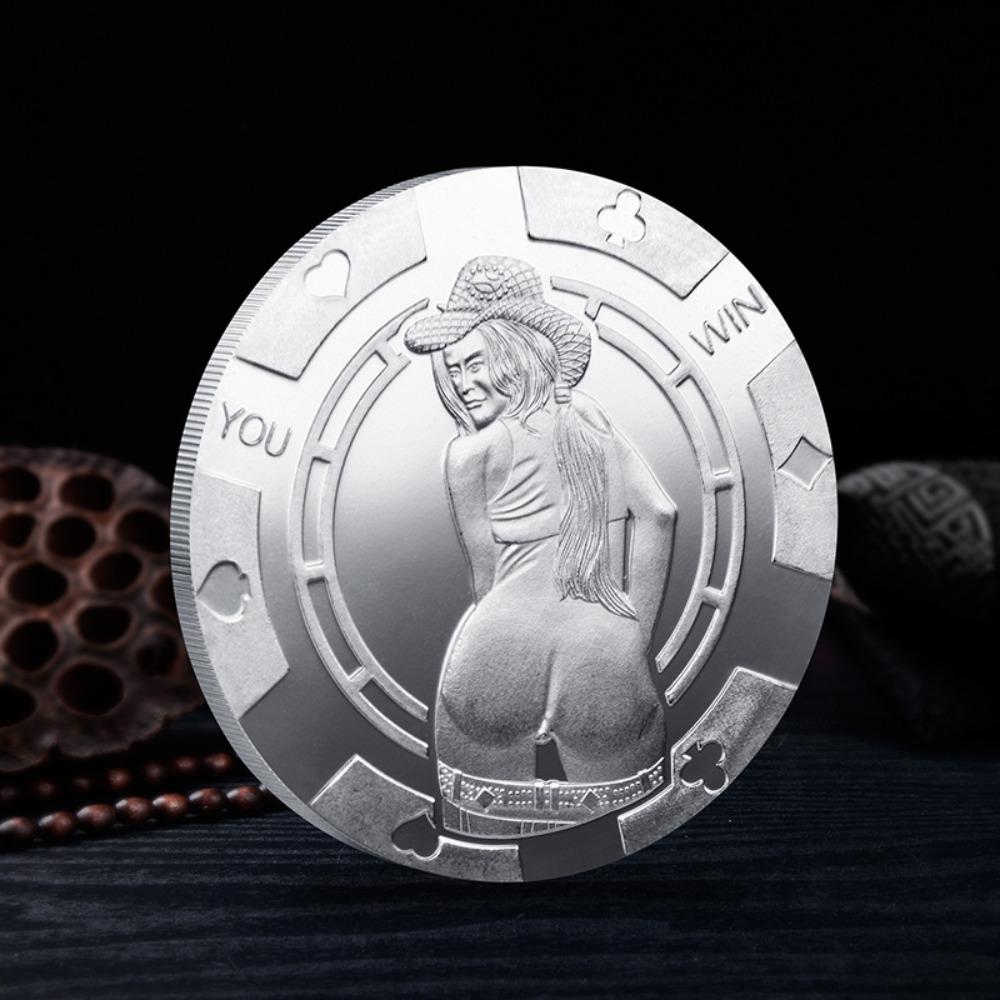 Moneta Ragazza Sexy, Moneta Portafortuna, Moneta Commemorativa in Argento Dorato di Bellezza, Moneta Sexy, Artigianato Divertente con Monete, Regalo di Natale, Pensierini per la Befana