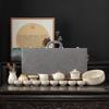 Beige Ru Kiln Kung Fu Tea Set Household Ceramic Tea Bowl Teapot Business Full Set of Gifts Tea Set