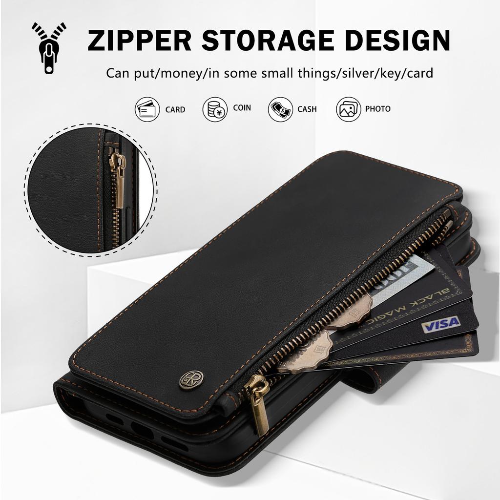 Wallet Case For OPPO Reno 16 16F 15 15F 14 14F 13 13F 12 12F 11 11F 10 Pro Max 6 5 5F 4 4F Lite Cover Zipper Crossbody & Clutch, 9 Card Slots