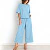 Women's Casual Fashion Sexy Long And Short Sleeve Pullover Shirt Round Neck Literary Retro Color Casual Split Suit