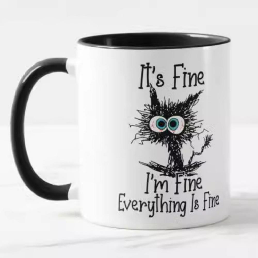 350ML Keramik Lustige Tasse Mit Henkel Mir Geht's Gut Alles Ist Gut Spruch Kaffeetasse Für Zuhause Bürogebrauch