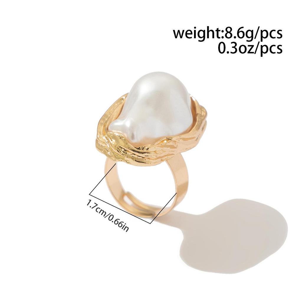 Opening Adjustable Pearl Flowers Rings Vintage Gold Silver Color Retro Exaggerated Metal Alloy Hollow Finger Ring for Women Geometric Jewelry Anillos
