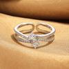 2026 Design Temperament Fashion Double-layer Star Surround Ring Opening Delicate Micro-inlaid Five-pointed Star Ring Women