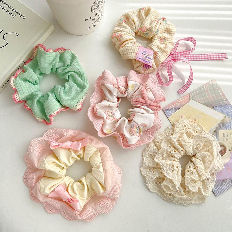 Children's Floral Lace Double-Layer Scrunchie Hair Tie