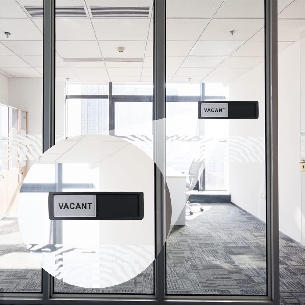 2 Pcs Privacy Sign, Vacant/Meeting in Progress Sign, 7 x 2 Inch Door Sign for Office Conference, Tells Whether Room Vacant or In a Meeting, Slider