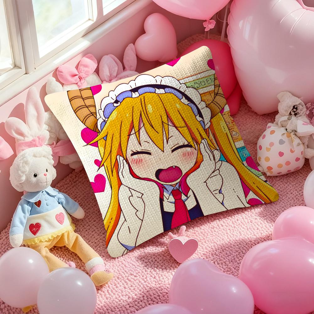 Miss Kobayashi’S Dragon Maid-B Anime Pillow Case Anti-Dustmite Pillowcase Invisible Zipper Silky Short Plush Sofa Cushion Cover